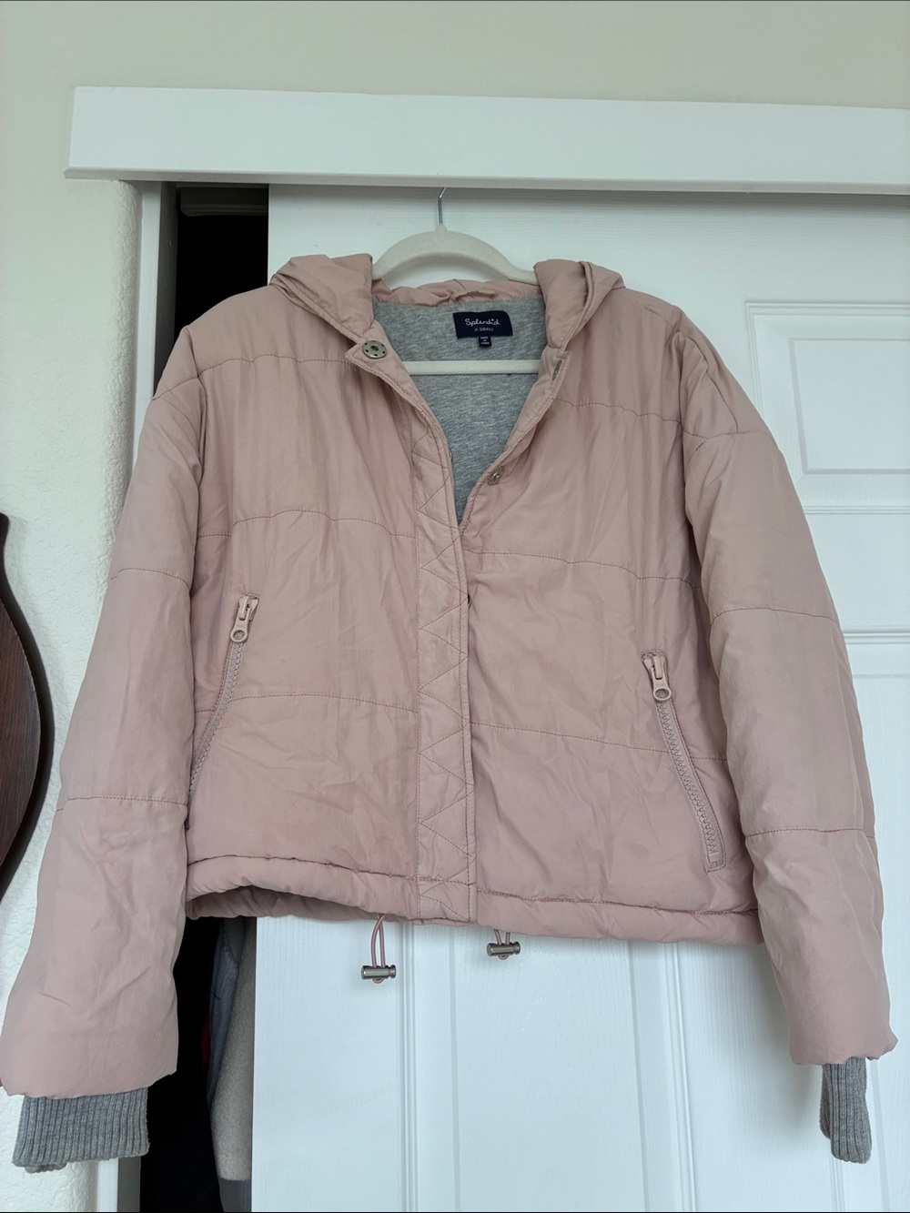 Splendid Women's Light Blush Hooded Puffer Jacket